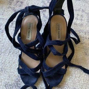 Steve Madden lace up velvet blue heels